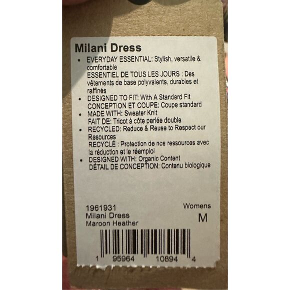 Prana NWT size M Maroon Milani Waffle Knit Sweater Dress Organic Cotton Wool ble - Picture 9 of 9